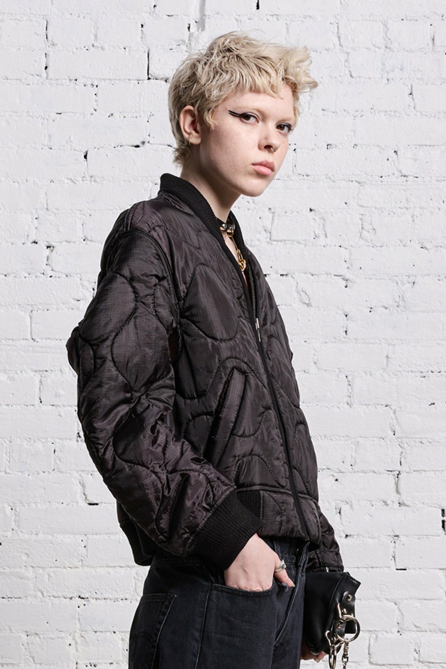 R13 Refurbished Liner Bomber - Black Overdye Jackets & Coats