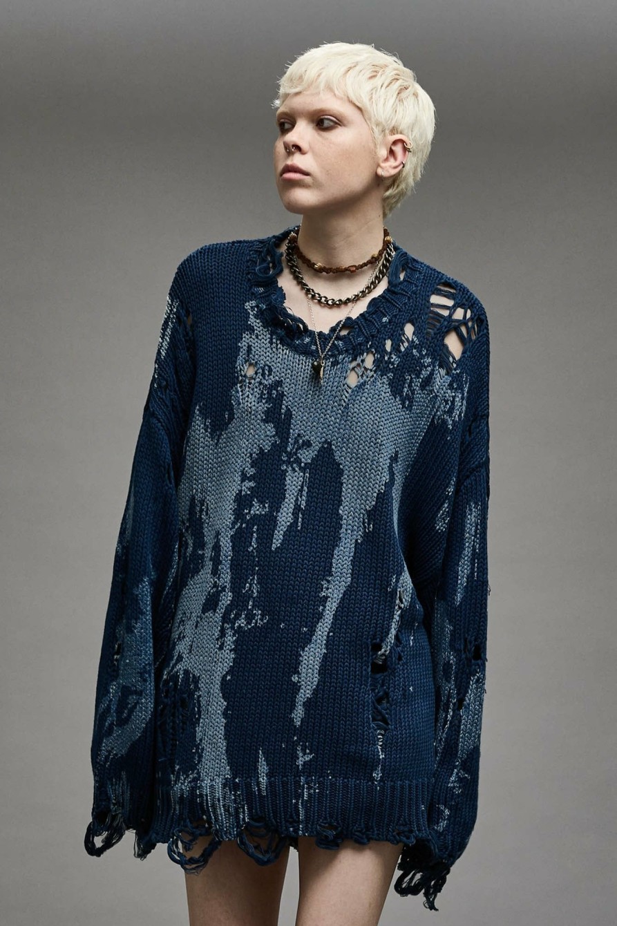 R13 Oversized Sweater - Blue Splatter Sweaters