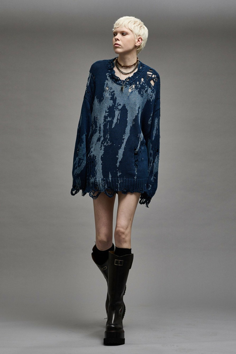 R13 Oversized Sweater - Blue Splatter Sweaters