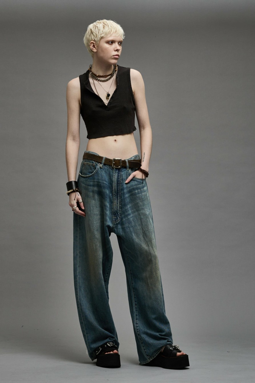 R13 Venti Jean - Weber Linen Indigo Wide Leg