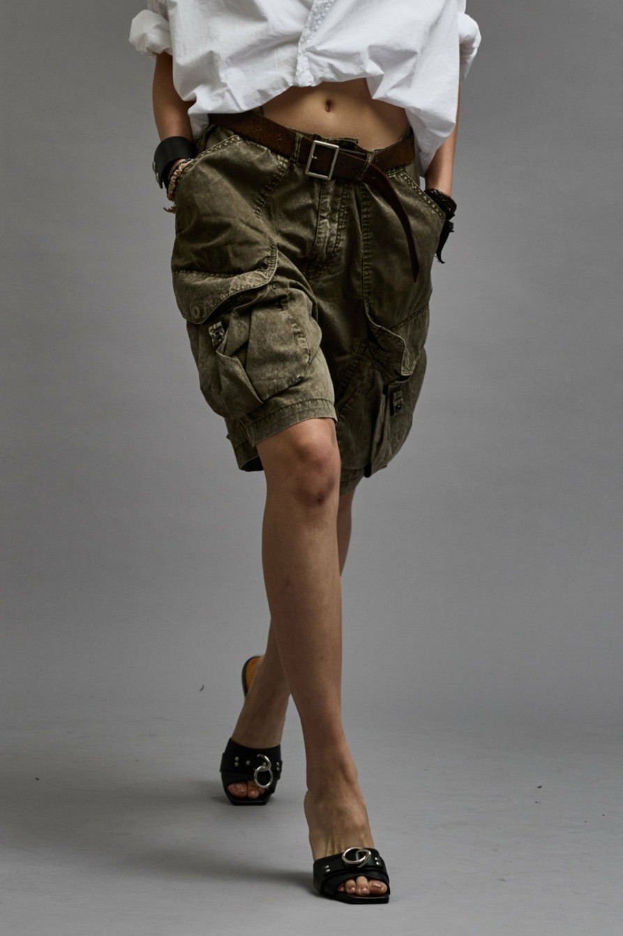 R13 Multipocket Relaxed Short - Olive Garment Dye Pants & Shorts