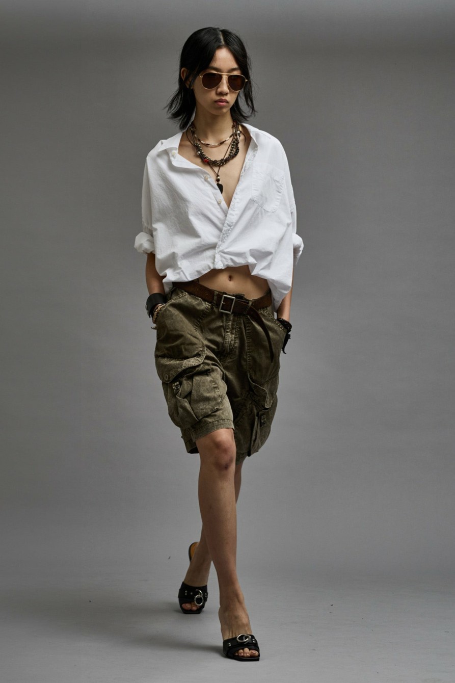 R13 Multipocket Relaxed Short - Olive Garment Dye Pants & Shorts