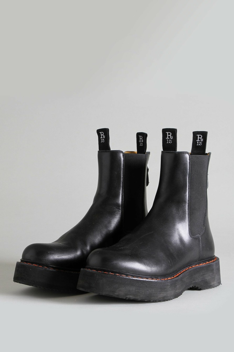 R13 Single Stack Chelsea Boot - Black Boots