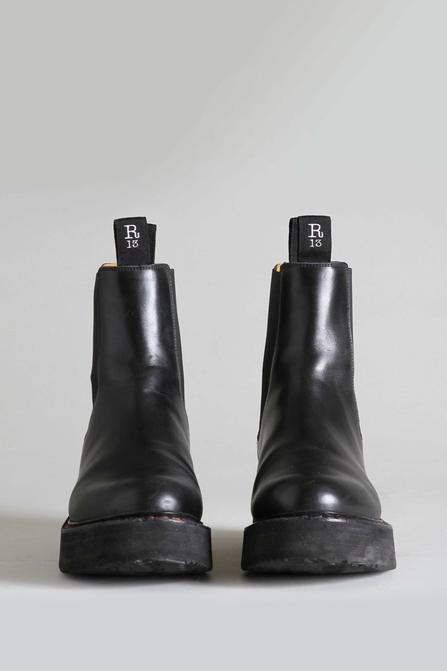 R13 Single Stack Chelsea Boot - Black Boots