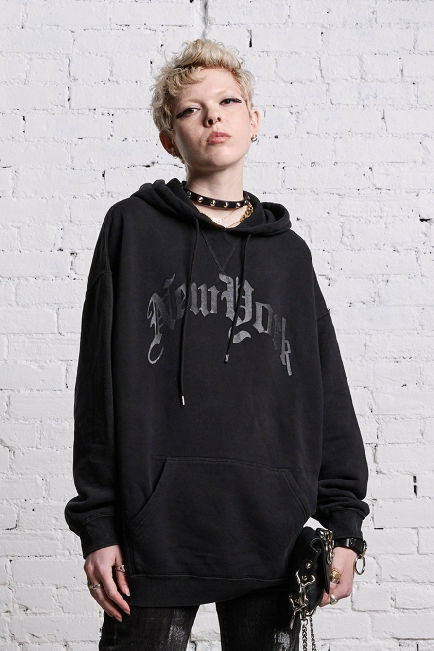 R13 Oversized New York Hoodie - Blackout Tops