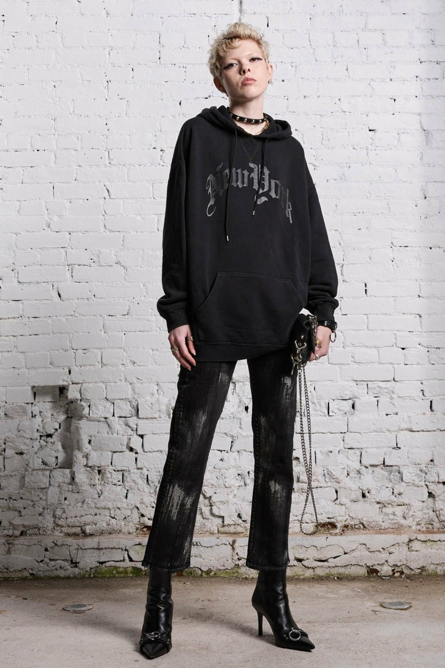 R13 Oversized New York Hoodie - Blackout Tops