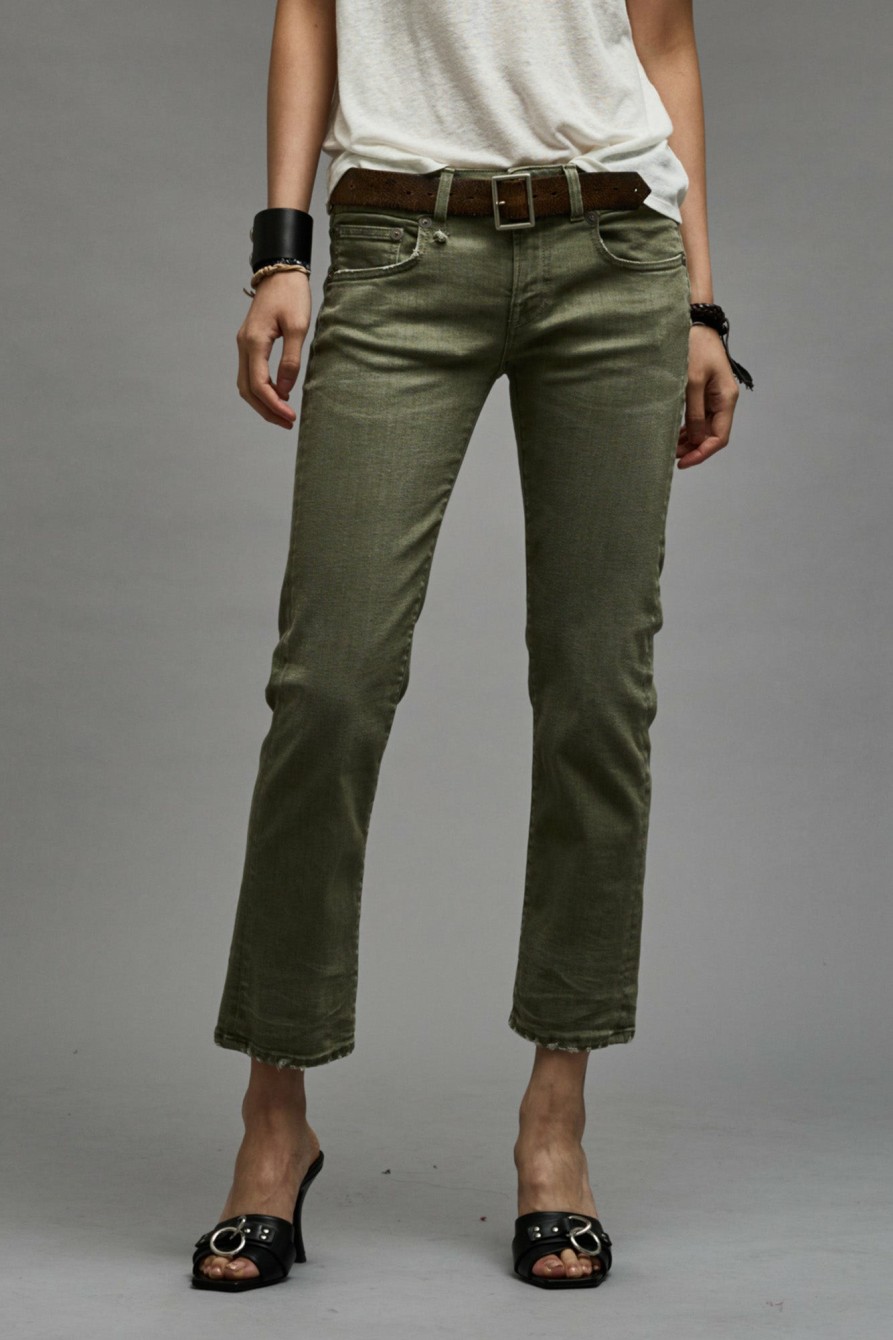 R13 Boy Straight - Olive Green Stretch Boy Straight