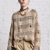 R13 Relaxed Overlay Crewneck - Cream And Black Plaid Sweaters