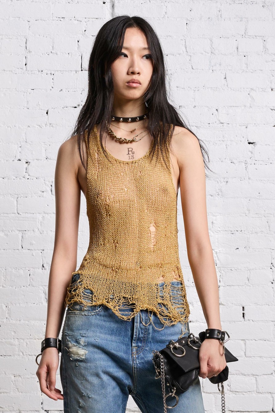 R13 Threadbare Tank Top - Gold Sweaters