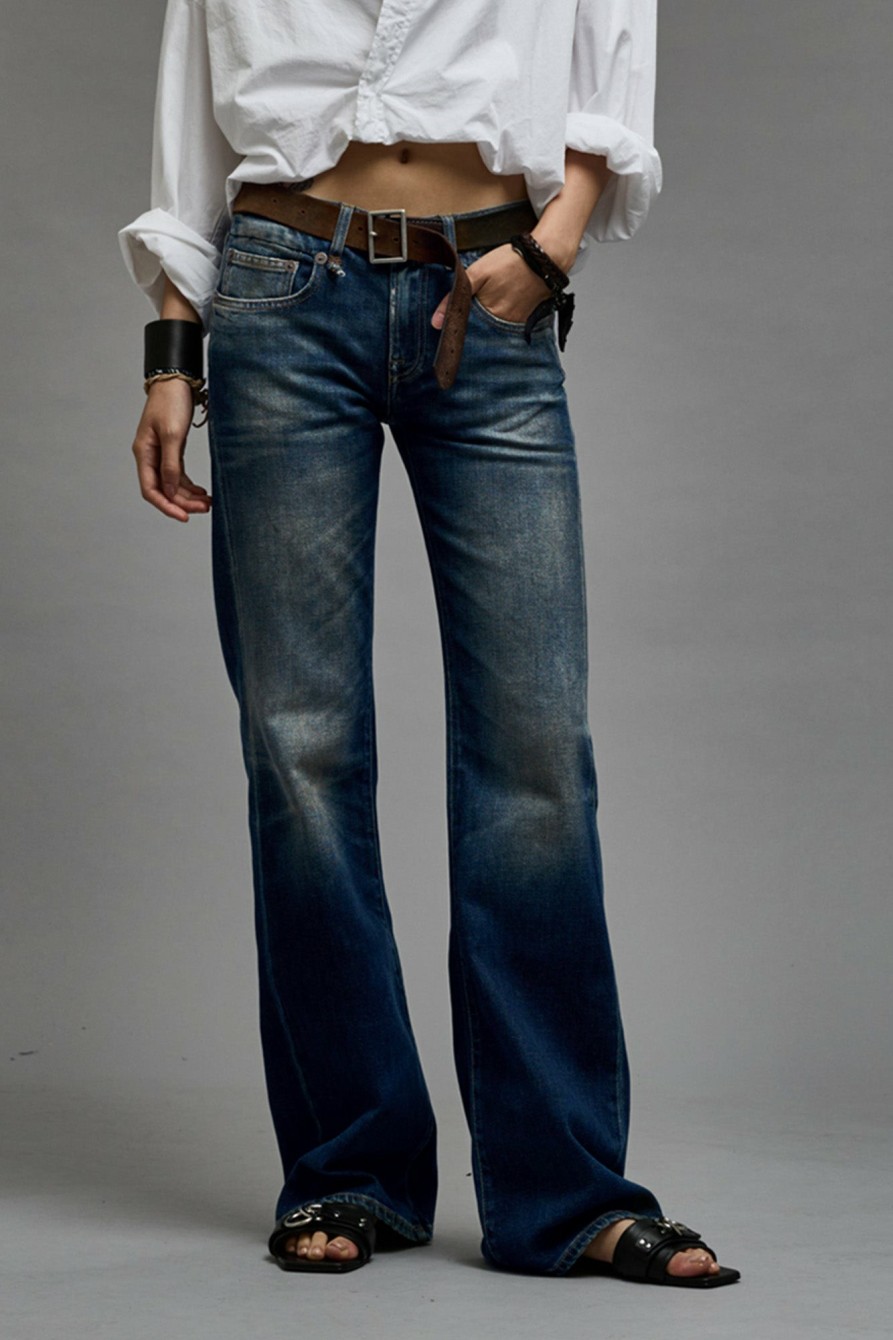 R13 Boy Flare Jean - Ansel Blue Wide Leg