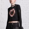 R13 Burning Heart Baby Crewneck - Black Sweaters