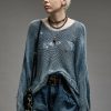 R13 Distressed Boyfriend Crewneck - Light Indigo Sweaters