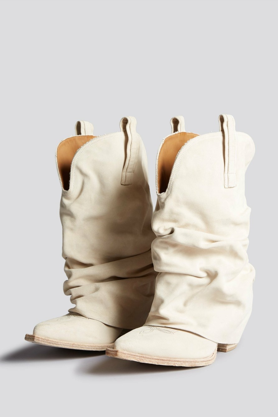 R13 Low Rider Cowboy Boot - Ivory Boots