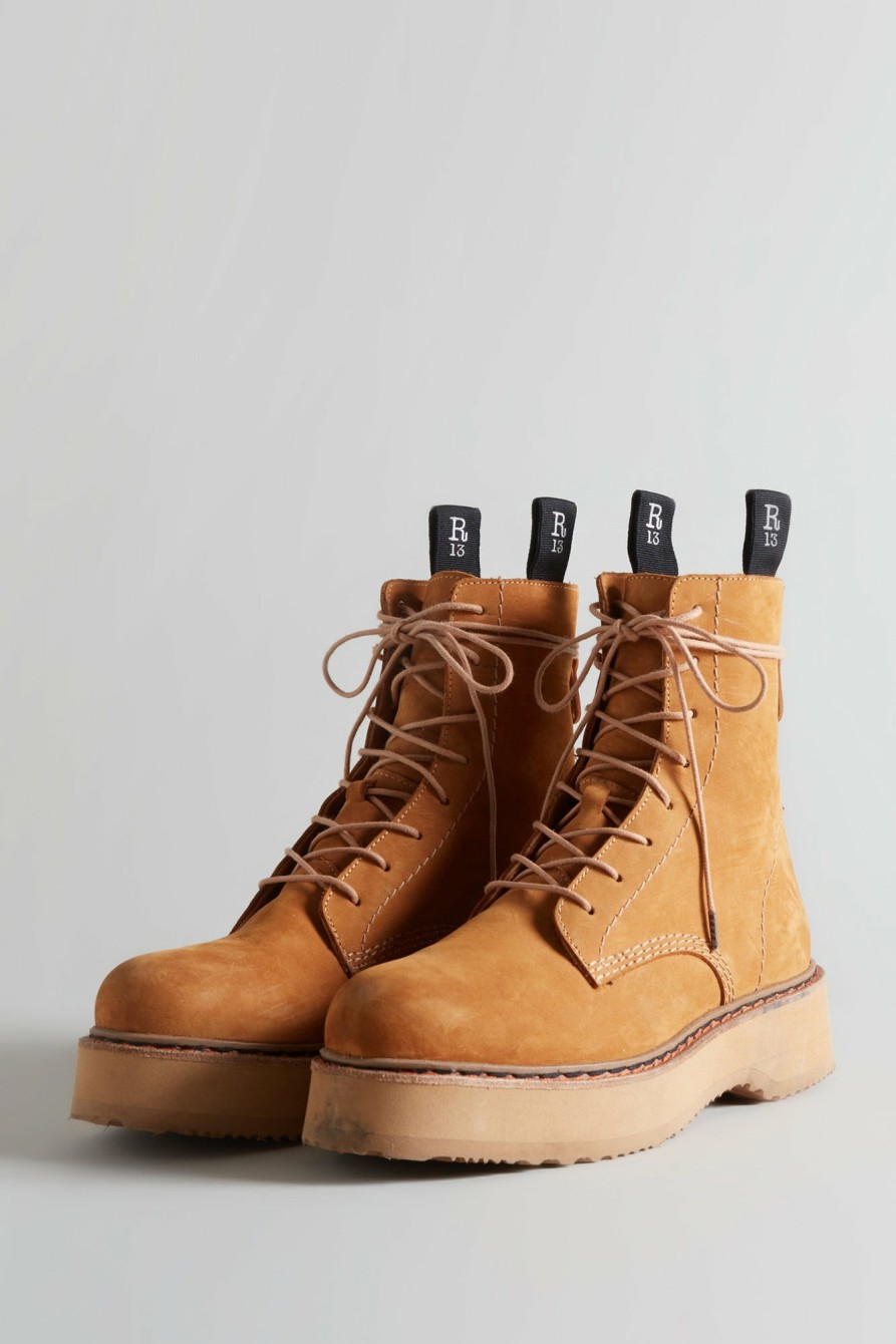 R13 Single Stack Boot - Tan Nubuck Boots