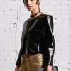 R13 Square Shoulder Sequin Jacket - Black Jackets & Coats