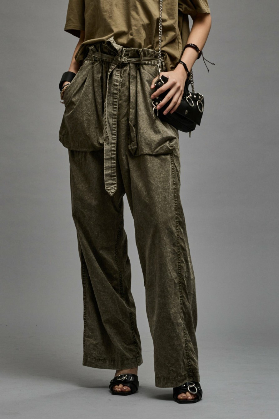 R13 Belted Utility Pant - Olive Garment Dye Pants & Shorts