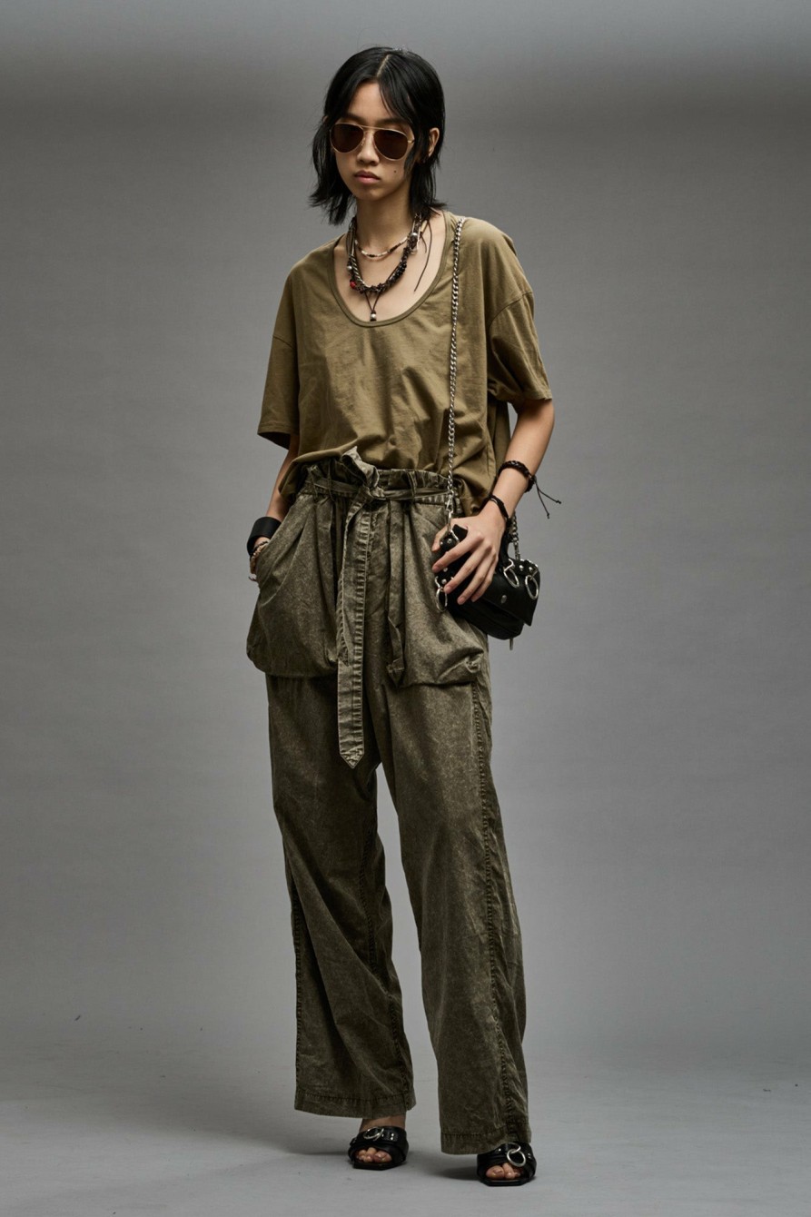 R13 Belted Utility Pant - Olive Garment Dye Pants & Shorts