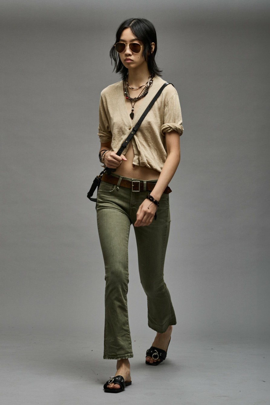 R13 Kick Fit - Olive Green Stretch Skinny