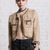 R13 Square Shoulder Tweed Jacket - Beige Jackets & Coats