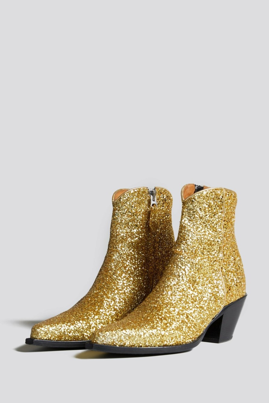 R13 Ankle Cowboy Boot - Rutilant Gold Cowboys