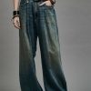 R13 Damon Pleated Wide Leg - Weber Linen Indigo Wide Leg