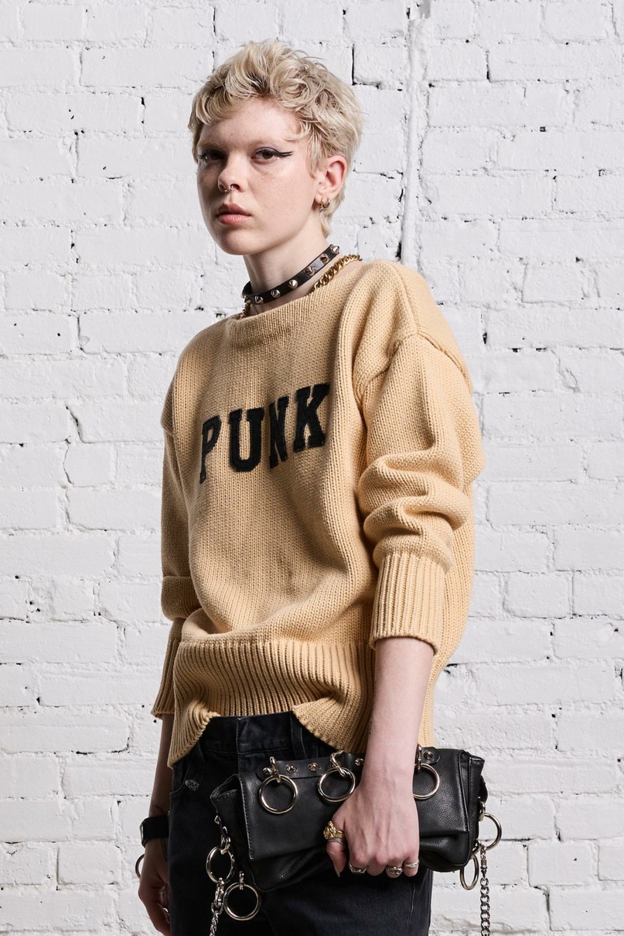 R13 Shrunken Punk Sweater - Vintage Beige Sweaters