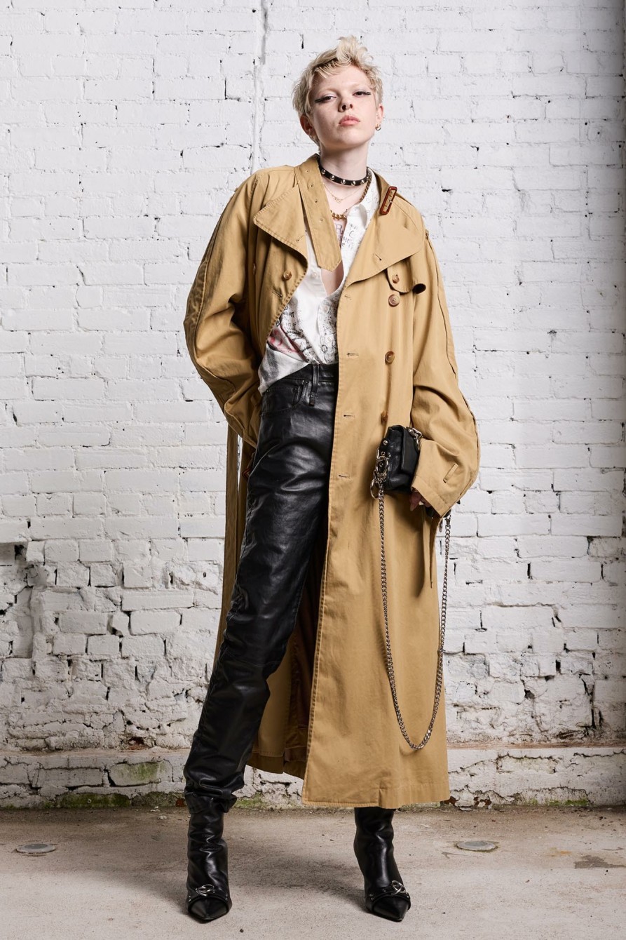 R13 Oversized Deconstructed Trench Coat - Khaki Jackets & Coats