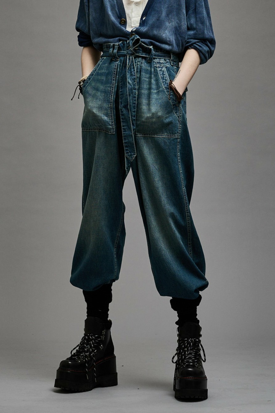 R13 Belted Venti Utility Pant - Windsor Blue Wide Leg