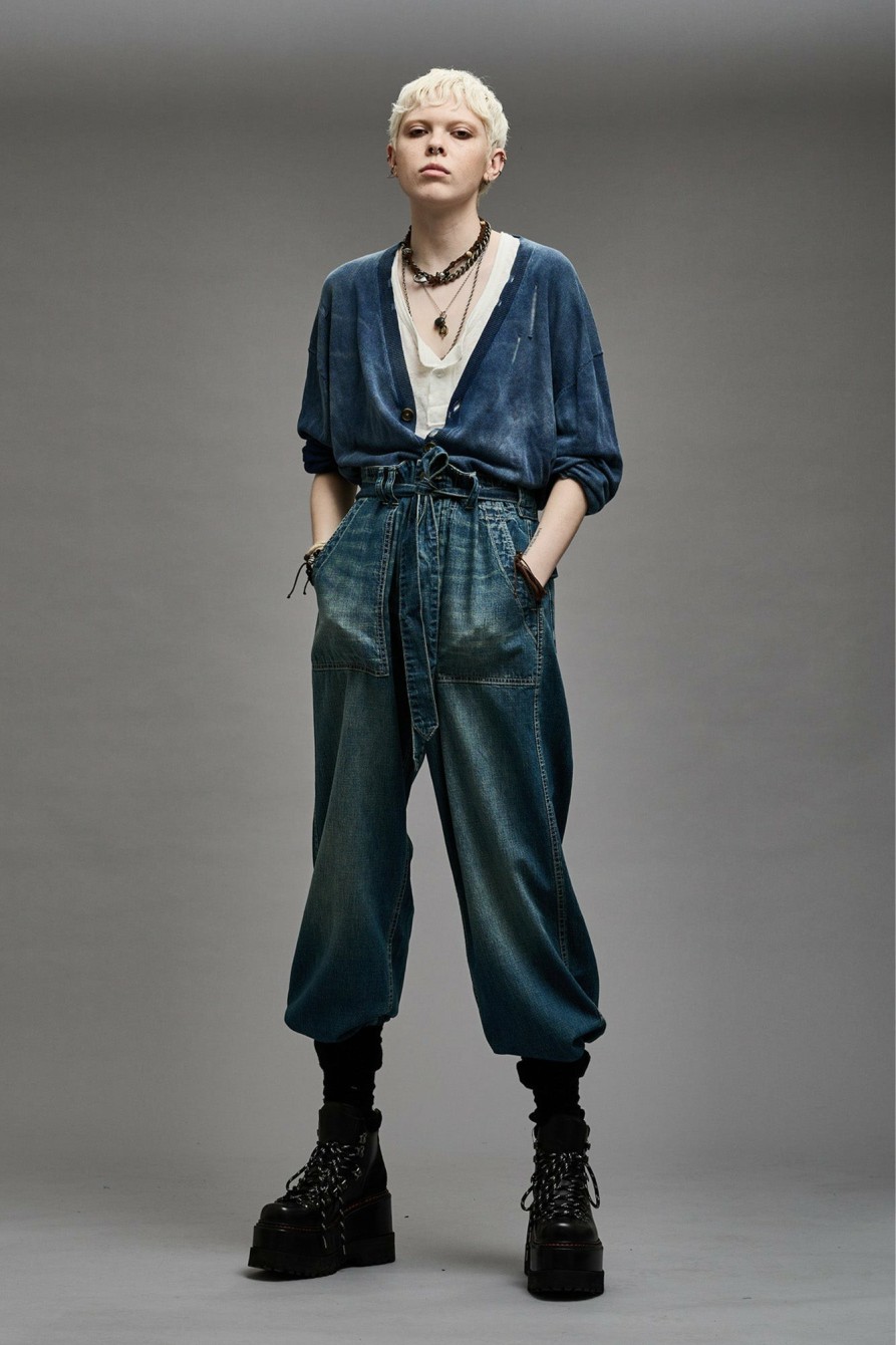 R13 Belted Venti Utility Pant - Windsor Blue Wide Leg