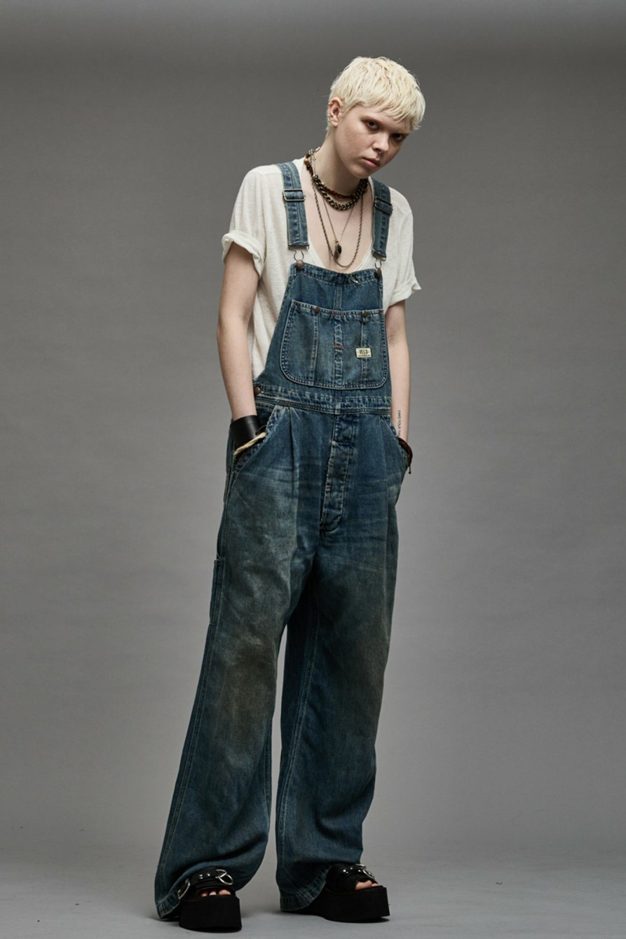 R13 Damon Overall - Weber Linen Indigo Jumpsuits