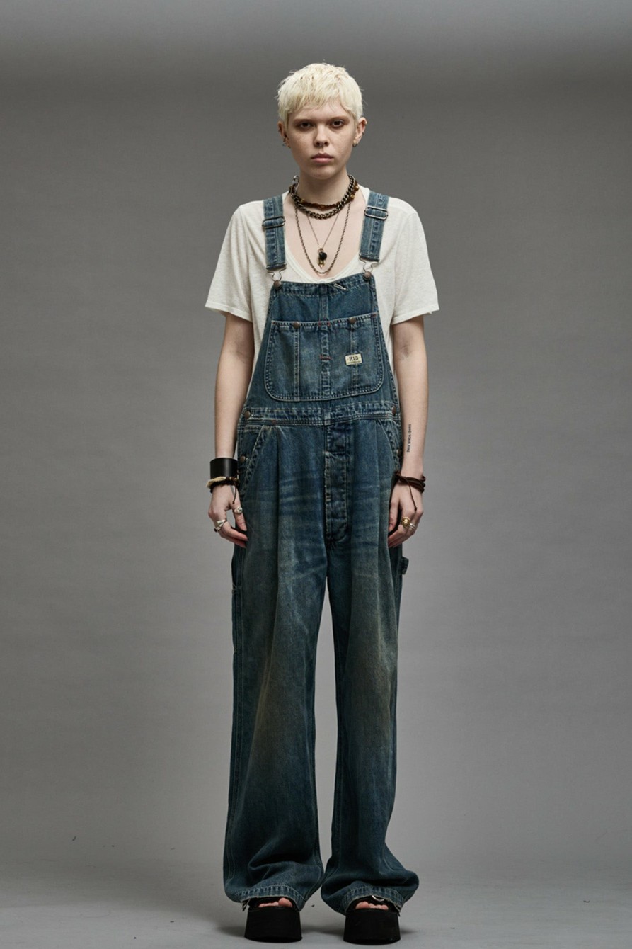 R13 Damon Overall - Weber Linen Indigo Jumpsuits