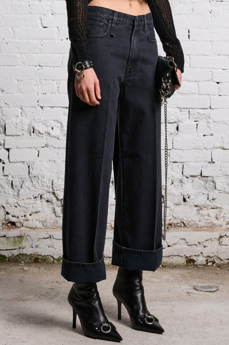 R13 Ankled D'Arcy Jean - Onyx Black Wide Leg