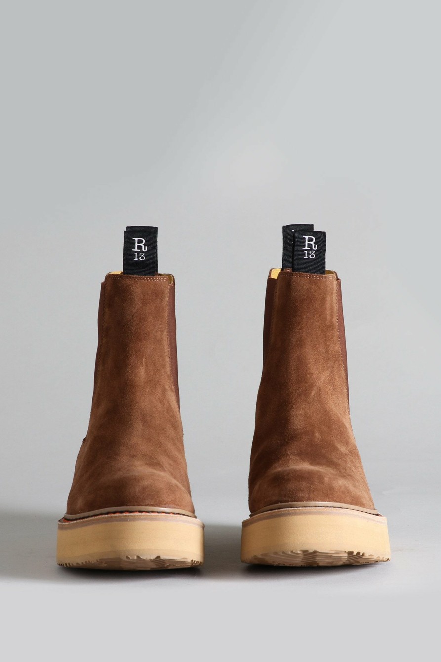 R13 Single Stack Chelsea Boot - Brown Suede Boots