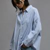 R13 Drop Neck Shirt - Blue And White Stripe Tops