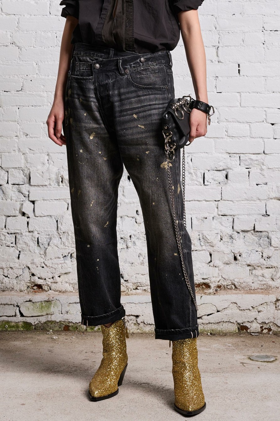 R13 Gold Splatter Crossover Jean - Eton Selvedge Black Crossover