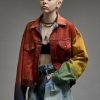 R13 Eli Boxy Trucker Jacket - Multicolor Spray Dye Jackets & Coats