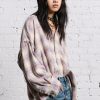 R13 Shredded Seam Drop Neck - Bleached Ecru Plaid Tops