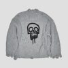 R13 Skull Drip Sweater - Heather Grey Sweaters