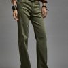 R13 Jane Jean - Olive Green Stretch Wide Leg