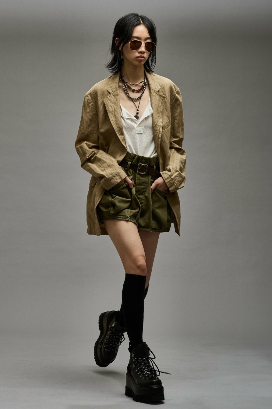 R13 Oversized Ragged Blazer - Khaki Jackets & Coats