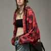 R13 Cropped Workshirt - Dusk Red Plaid Tops