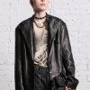 R13 Belt Collar Leather Blazer - Black Jackets & Coats