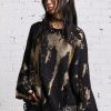 R13 Oversized Sweater - Gold Splattered Black Sweaters