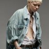 R13 Oversized Cut-Off Trucker Jacket - Lennon Blue Jackets & Coats