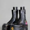 R13 Double Stack Boot - Black Floral Boots