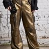 R13 Wide Leg Cargo - Vintage Gilded Black Wide Leg