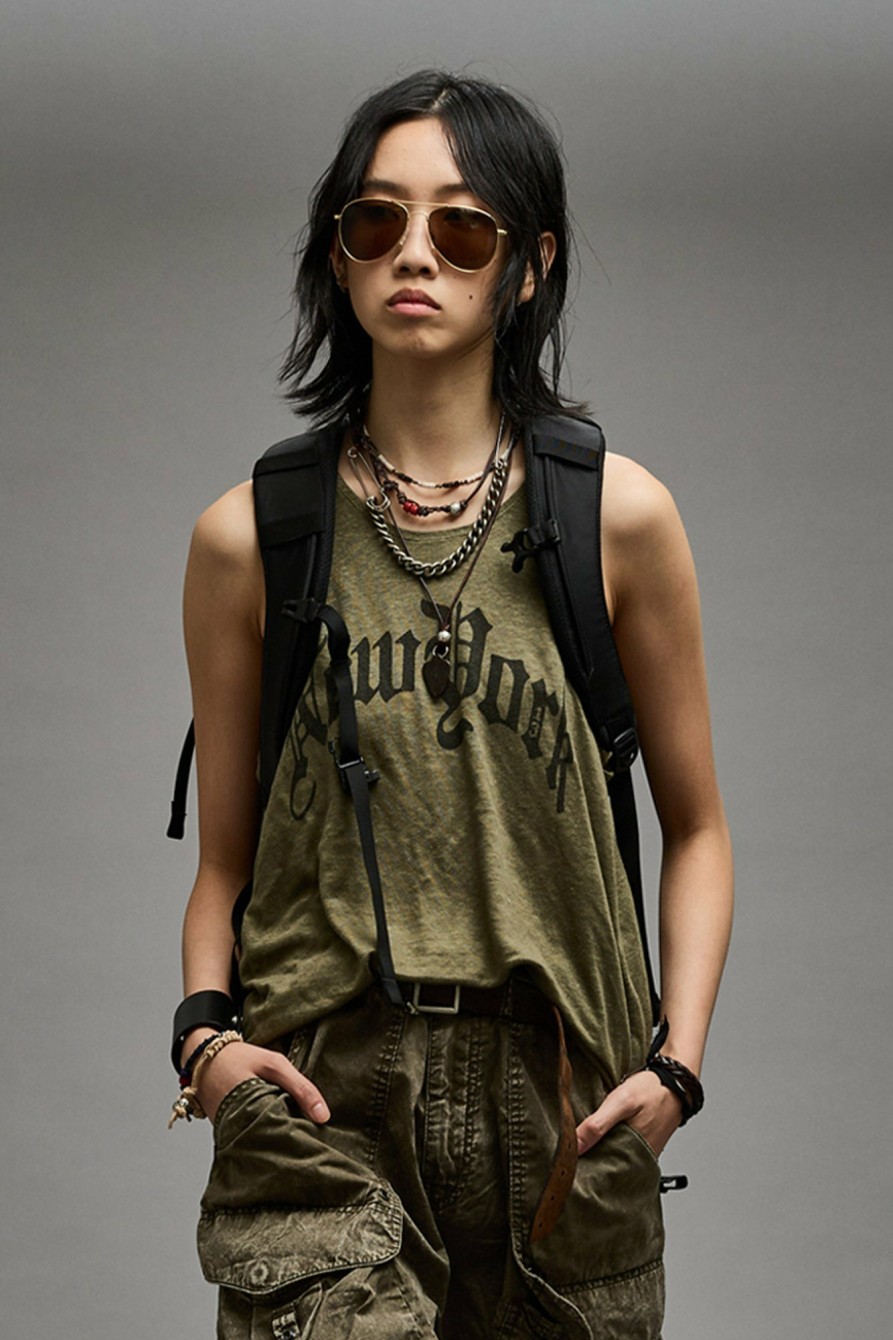 R13 New York Relaxed Tank - Olive T-Shirts