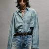 R13 Open Back Shirt - Vintage Blue Tops