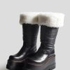 R13 Shearling Engineer Platform Boot - Black Boots