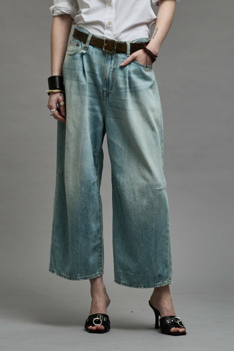 R13 Cropped Wide Leg Jean - Toni Blue Wide Leg